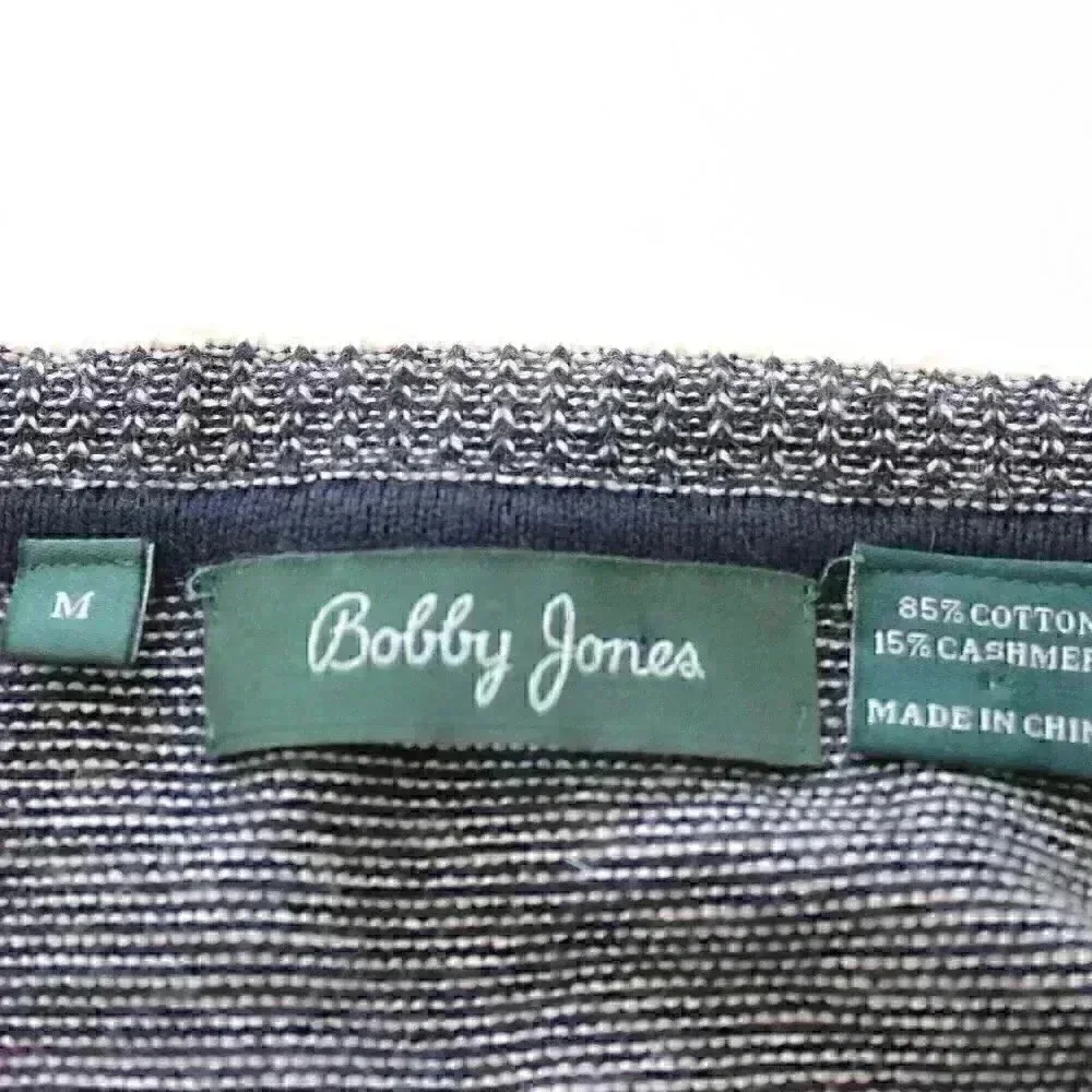 Bobby Jones Men's Medium Cashmere Blend Black White Striped V-Neck Sweater